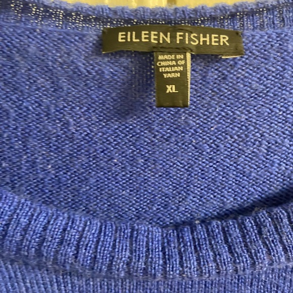 Eileen Fisher Vibrant Blue Scoop Neck Sweater merino wool XL - Picture 6 of 7